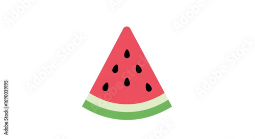 Watermelon slice vector illustration, summer fruit graphic, healthy food icon, fresh dessert design element