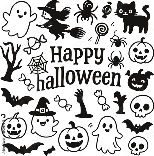 Collection of Happy Halloween Elements Illustration