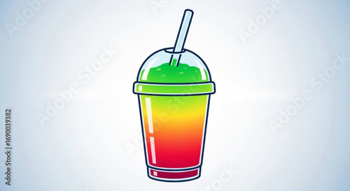 Colorful smoothie illustration with straw vector art tropical drink design summer beverage fresh juice and ice 100
