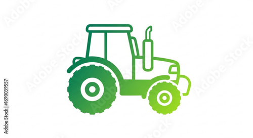 Green tractor illustration for agricultural farming and harvesting machinery equipment vehicle design