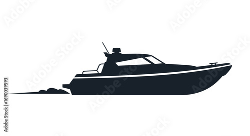 Silhouette of a Fishing Boat in Motion.