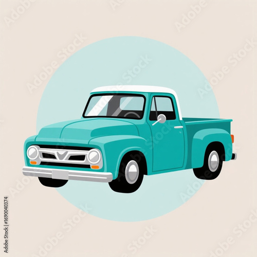 a vintage pickup truck in cartoon style