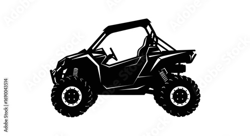 Black Silhouette of a Side-by-Side All-Terrain Vehicle.