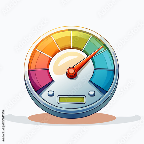 Colorful Speedometer Illustration with Ascending Levels of Intensity