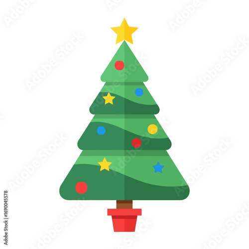 Colorful Christmas Tree in a Pot