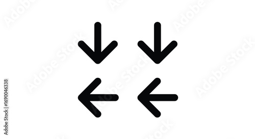 Four black arrows pointing in different directions, arranged in a square formation on a white background.