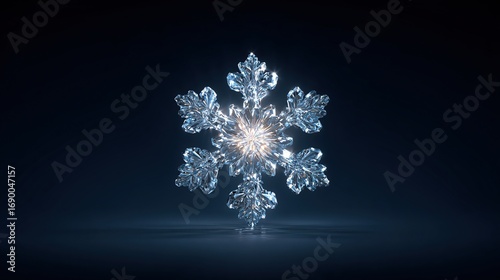 and keyword list fitting your specifications

 Sparkling Crystal Snowflake on Dark Background