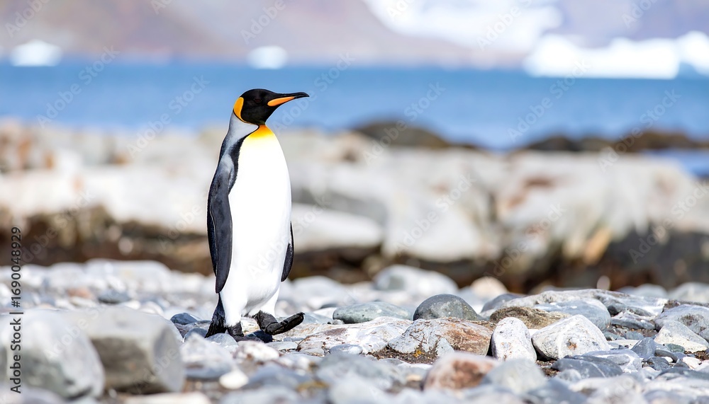 Fototapeta premium King Penguin on a rocky shore
