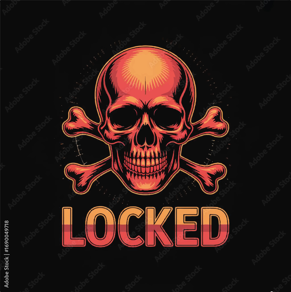 Fototapeta premium Locked Graphic T-Shirt with Bold Font and Secure Padlock Symbol.