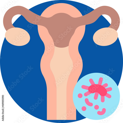 Endometrial cancer icon for cancer diagnosis, website, application, printing, document, poster design, etc