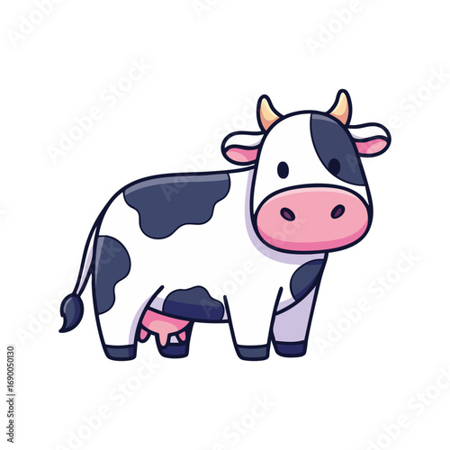 Adorable cartoon cow standing, perfect for farm or children's content