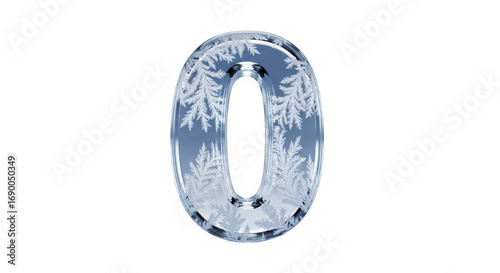 Frozen number zero isolated on transparent background