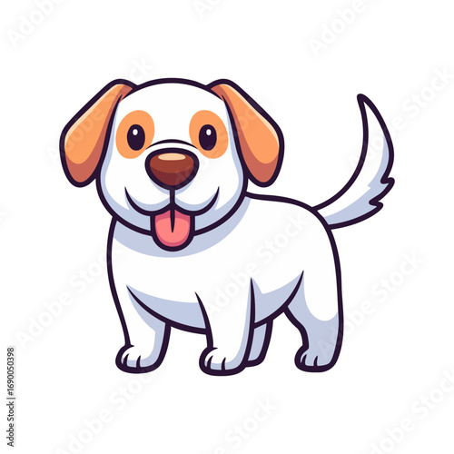 Joyful cartoon puppy with wagging tail, perfect for pet products and fun designs