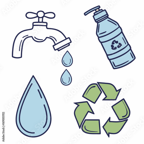set of water bottles
