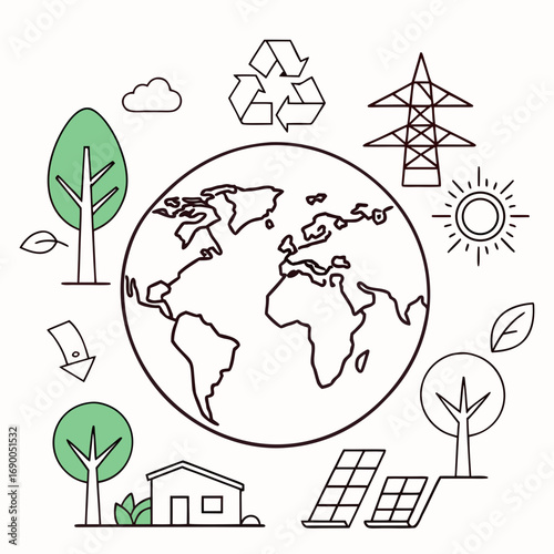 ecology icons set