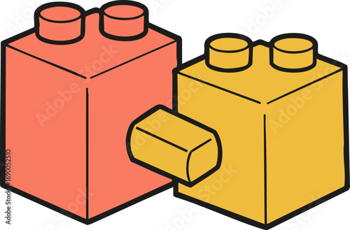 Colorful Interlocking Building Toy Blocks Icon Graphic Resource