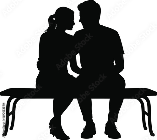 Couple embracing on bench embrace sitting