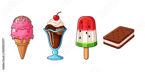 Vibrant cartoon treats convey fun, sweet enjoyment