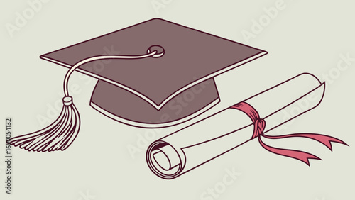 Graduation cap and diploma academic achievement education success commencement ceremony degree certificate graduation illustration college graduate university graduate high school graduate learning k.