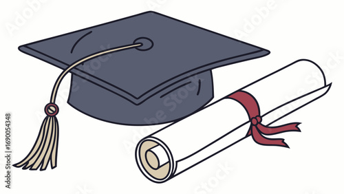Graduation cap and diploma academic achievement success symbol education icon graduation ceremony degree certificate university college school knowledge learning scholarly wisdom accomplishment celeb.