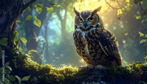 Majestic Owl in Enchanted Forest