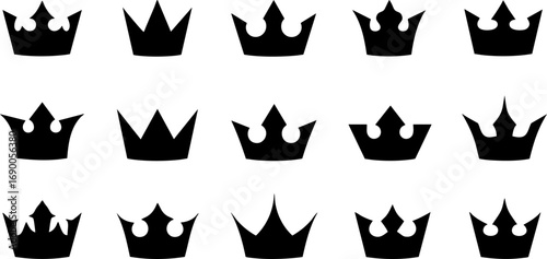 Black Crown Silhouette Icon Collection