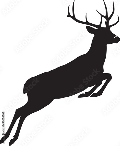 A stylized deer silhouette vector illustration of a wild stag with