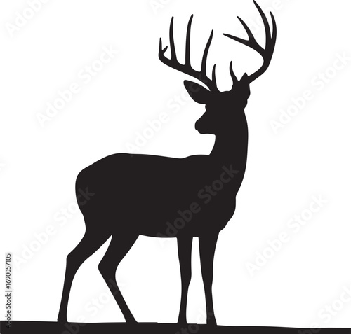A simple deer silhouette vector illustration of a wild animal with antlers, perfect for a nature-themed design