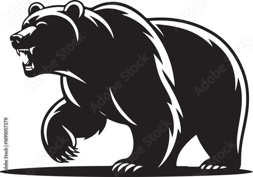 A simple black bear vector illustration of a wild animal silhouette for a nature design
