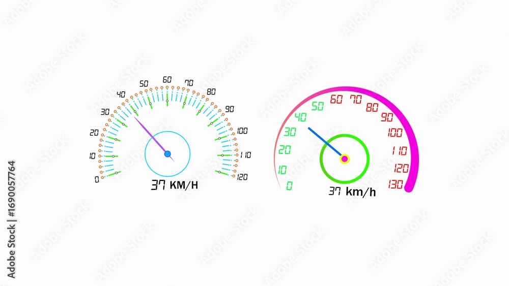 Naklejka premium Speedometer measuring speed in kilometers per hour of drive. speedometer displays high power