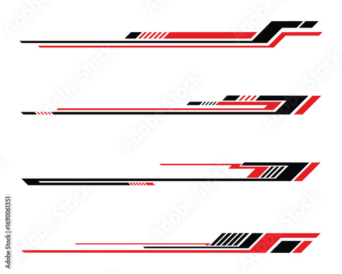 Set of abstract geometric racing stripes stickers