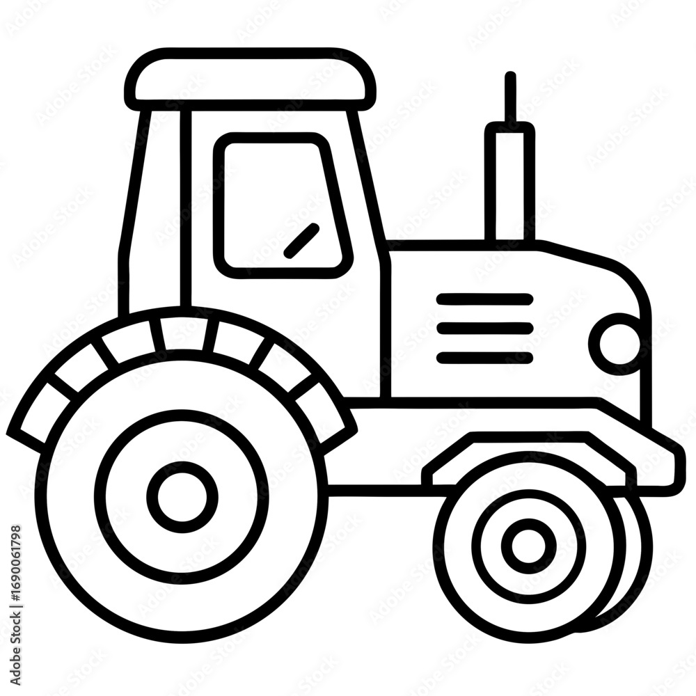 Fototapeta premium Smart Tractor Line Icon Vector Modern Agricultural Machinery Outline Design