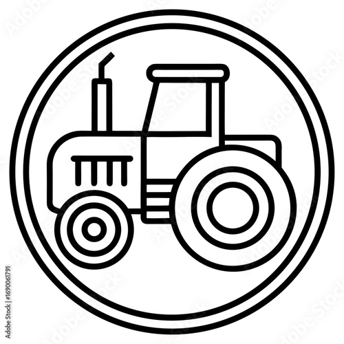 Smart Tractor Line Icon Vector Modern Agricultural Machinery Outline Design