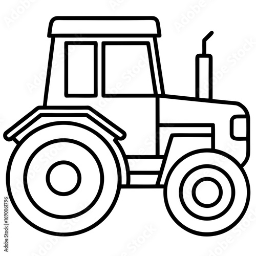 Smart Tractor Line Icon Vector Modern Agricultural Machinery Outline Design