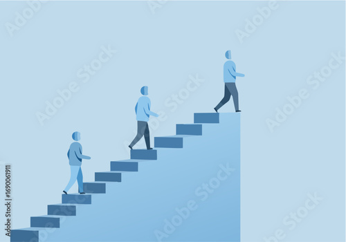 Business people climbing stairs to success professional growth concept