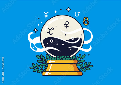 Mystical Crystal Ball Vector Art Celestial Symbols Future Prediction