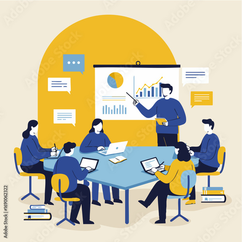 Business meeting presentation teamwork collaboration office discussion