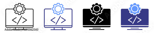 coding icon set multiple style