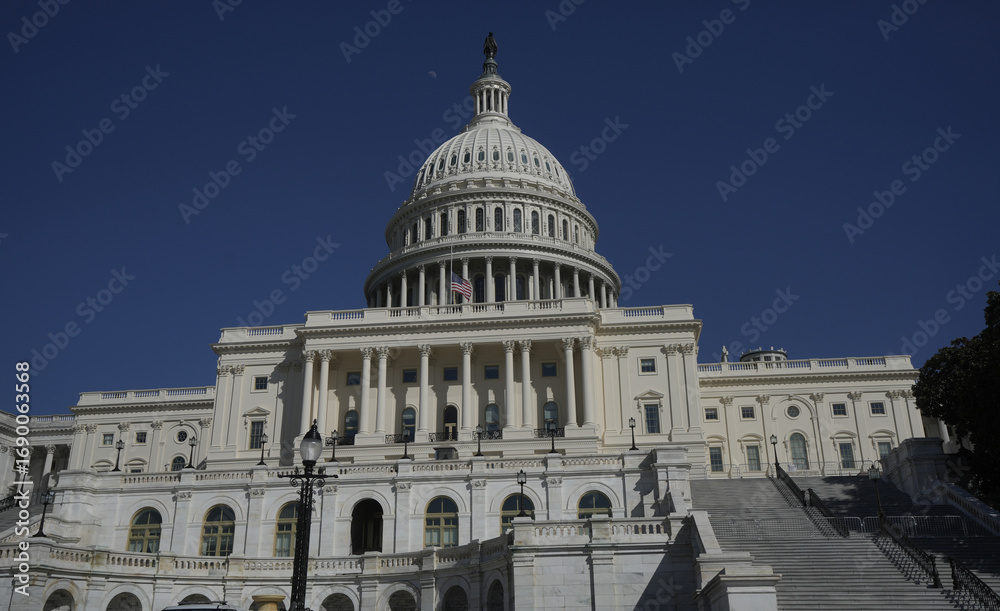 Fototapeta premium Washington DC Capitol dome. Congress and Senate building. American federal government house. Historic Capitol Hill landmark. United States national symbol. Famous architecture in the capital.