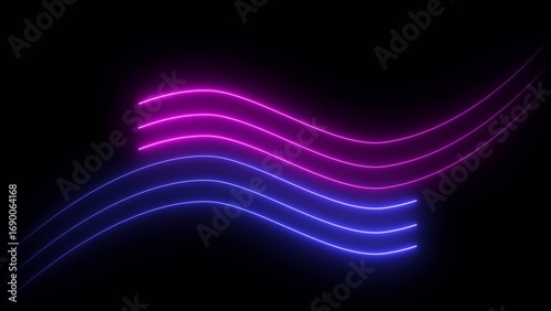Abstract glowing rainbow color neon lines motion background. neon glowing lights lines illustration .	
