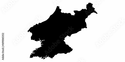 Detailed silhouette illustration of the north korean country border and geographical shape outline map | editable eps vectors