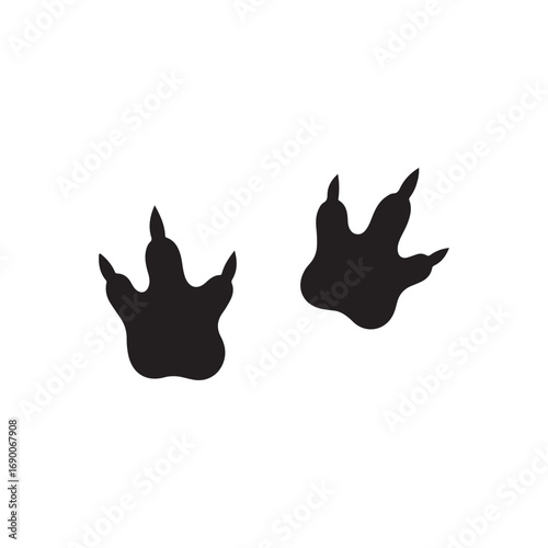 Cute dinosaur footprints silhouette vector flat illustration design on white background