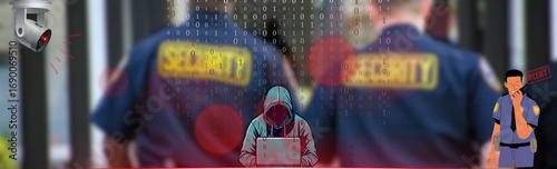 Obraz na plátně An enigmatic digital world is intertwined with physical security, creating a sense of caution