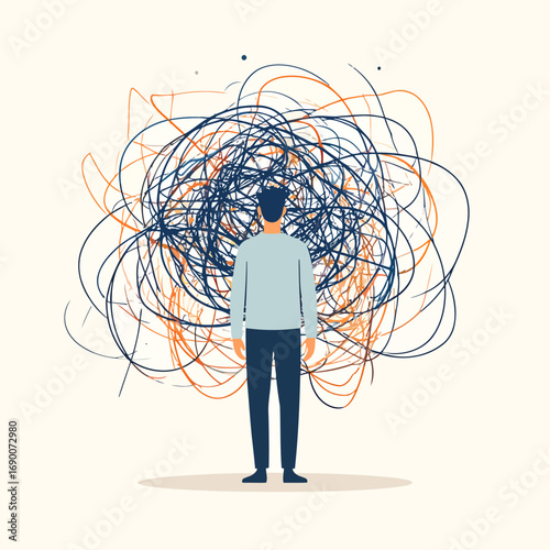 person overwhelmed with thoughts.
