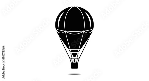 Black and White Hot Air Balloon Illustration.