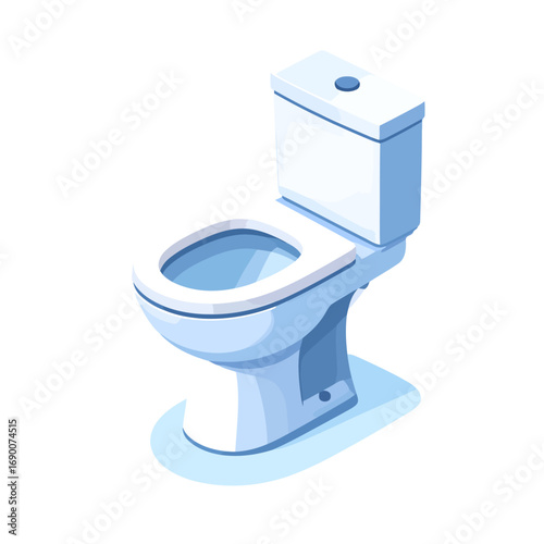 Isometric Toilet Bowl Illustration for Bathroom Fixtures and Plumbing Needs.