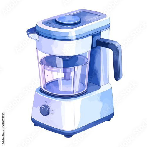 Modern kitchen food processor or blender appliance for cooking.
