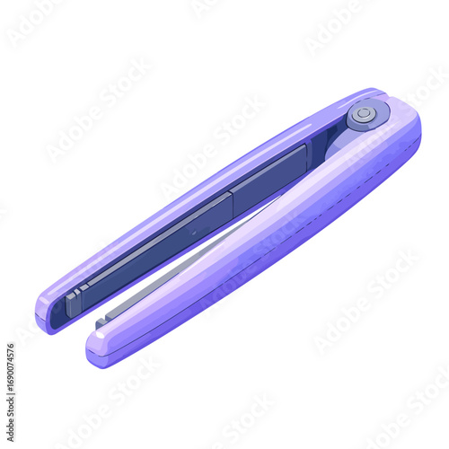 Purple hair straightener isolated on white background for beauty and styling.