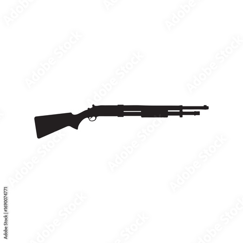 Pump shotgun silhouette vector flat illustration design on white background
