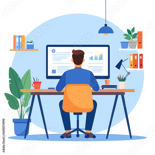 Person Working on Computer at Desk.